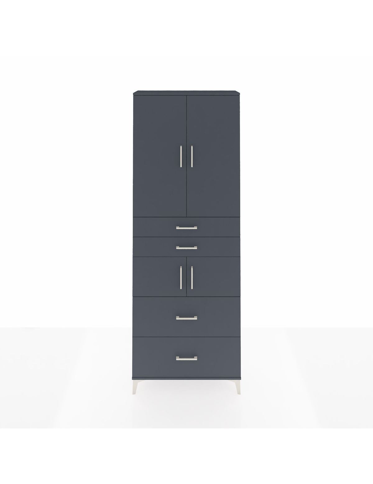 Arges Dolap 4 Raflı 4 Çekmeceli 4 Kapaklı 88x30x243 Antrasit-Antrasit