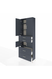 Arges Dolap 4 Raflı 4 Çekmeceli 4 Kapaklı 88x30x243 Antrasit-Antrasit