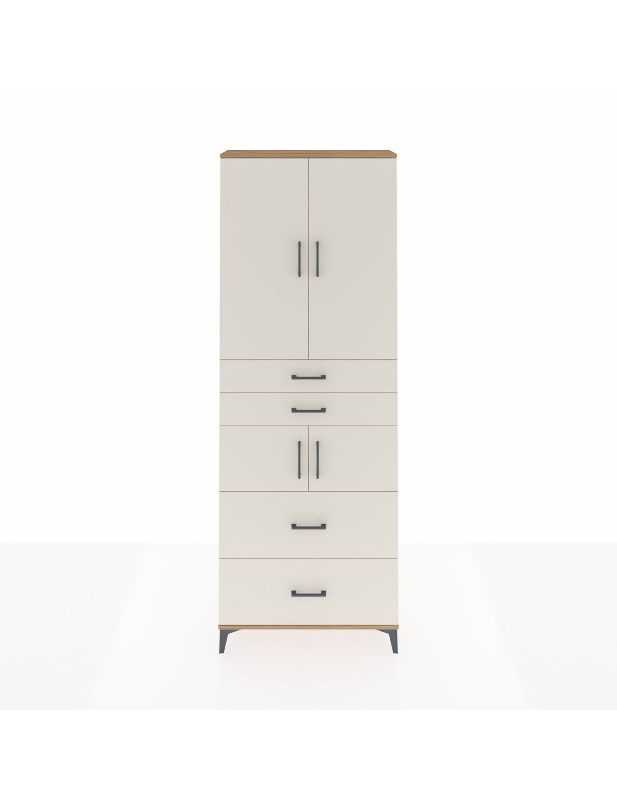 Arges Dolap 4 Raflı 4 Çekmeceli 4 Kapaklı 88x30x243 Çam-Aytaşı