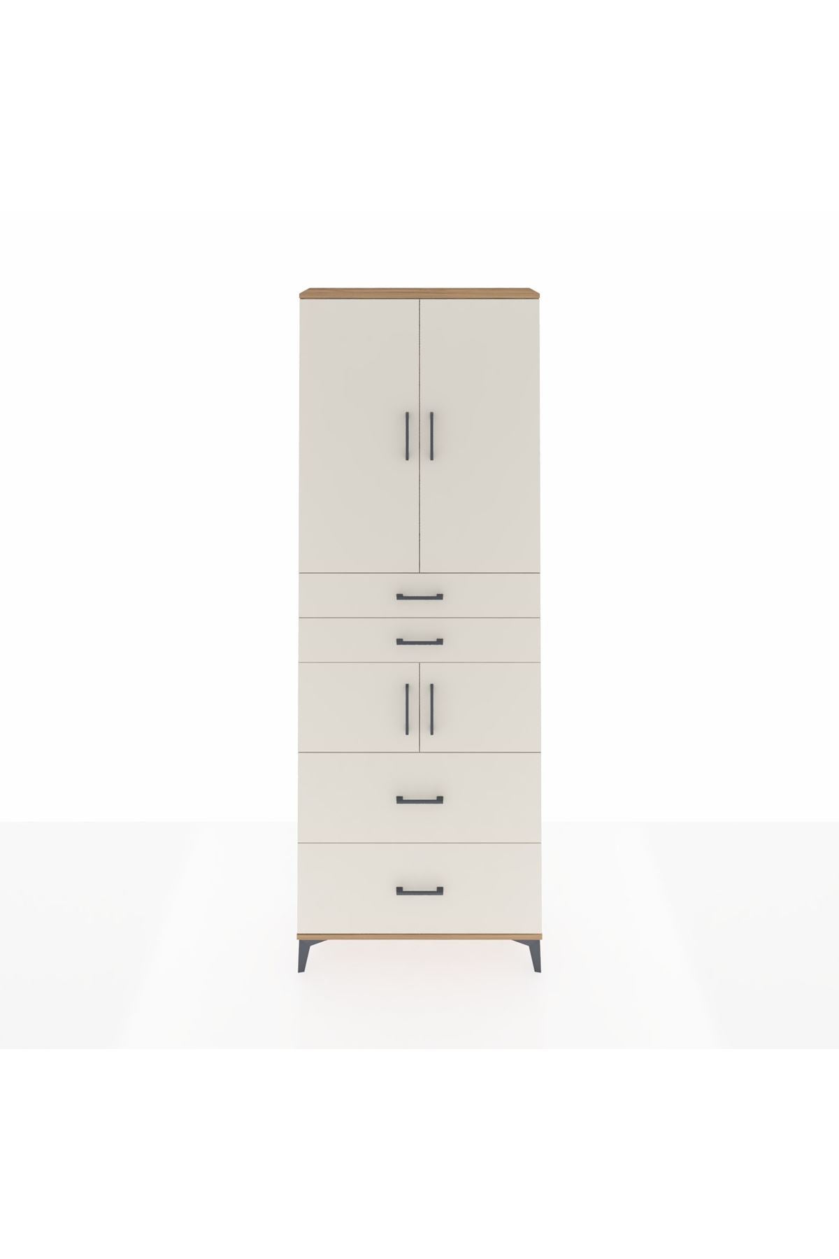 Arges Dolap 4 Raflı 4 Çekmeceli 4 Kapaklı 88x30x243 Çam-Aytaşı