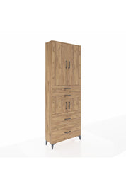 Arges Dolap 4 Raflı 4 Çekmeceli 4 Kapaklı 88x30x243 Çam-Çam