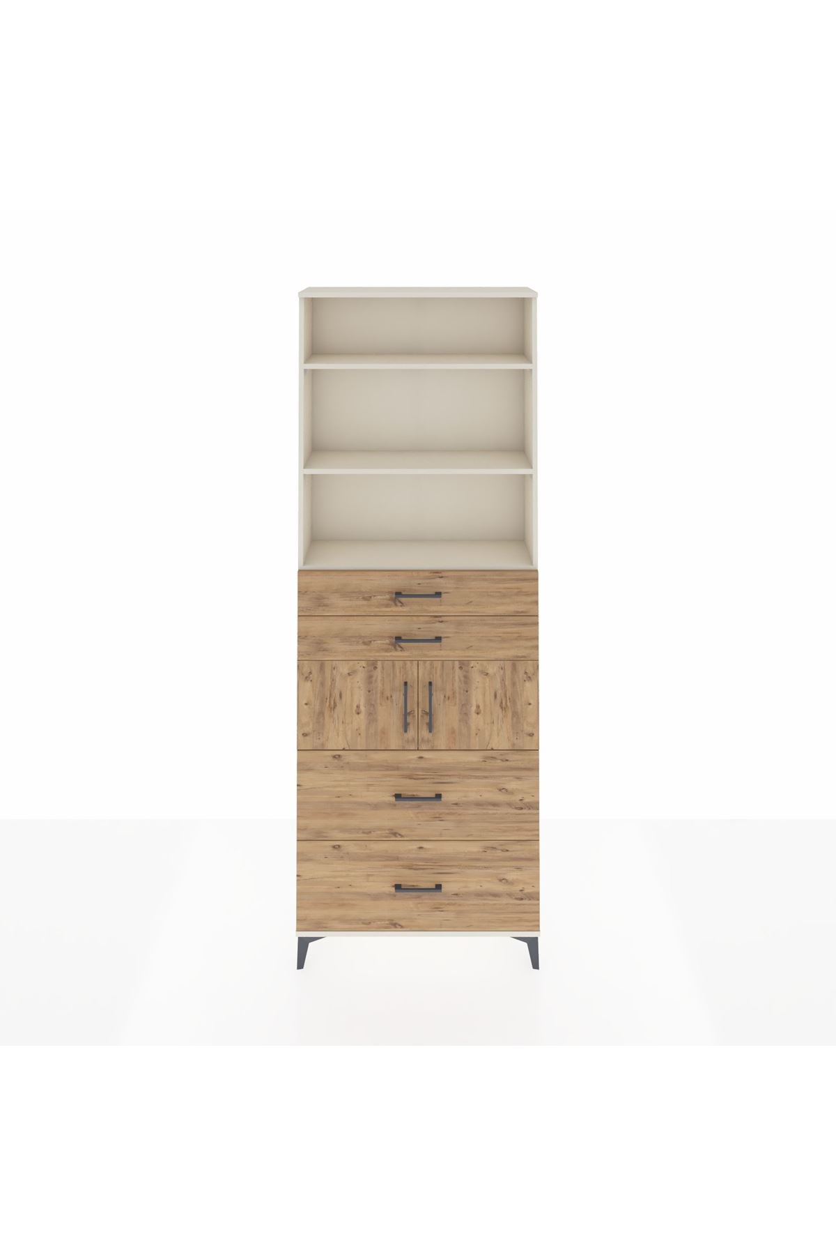 Arges Dolap 4 Raflı 4 Çekmeceli 2 Kapaklı 88x30x243 Aytaşı-Çam