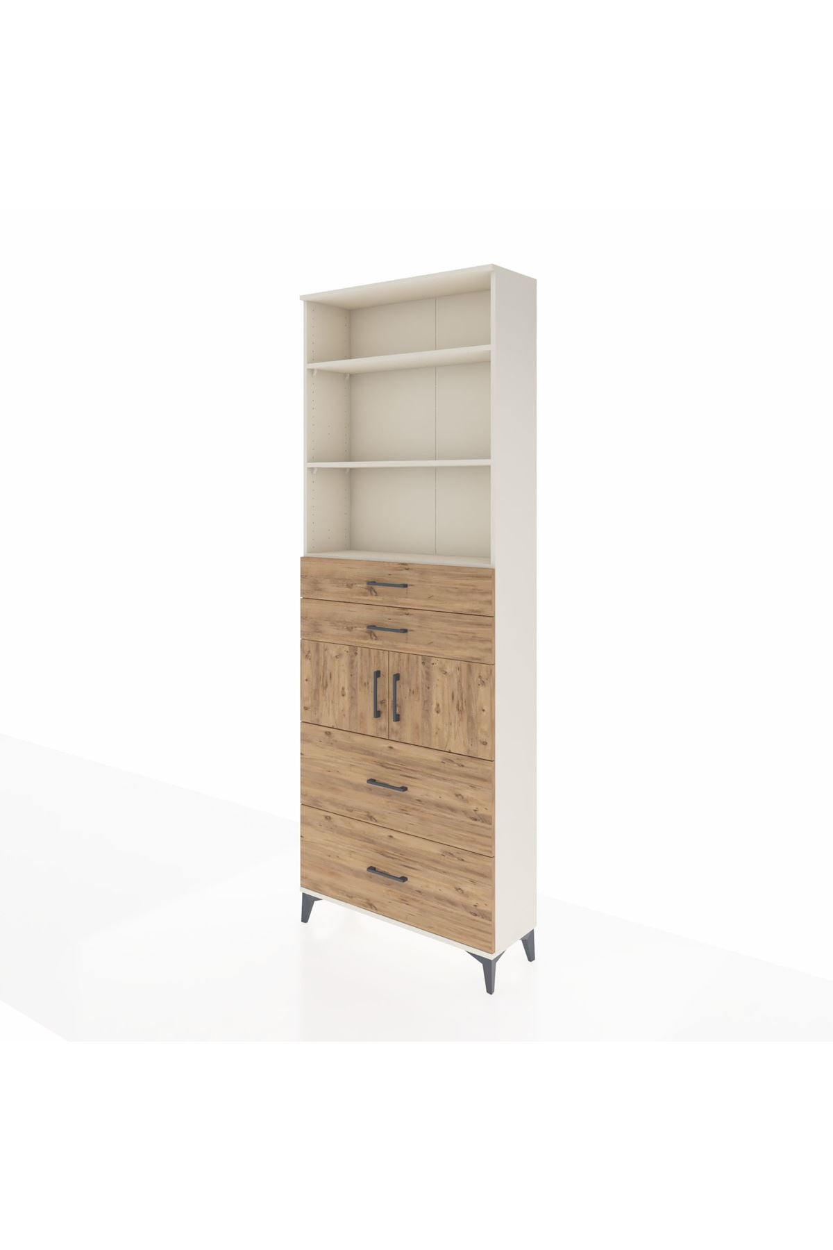 Arges Dolap 4 Raflı 4 Çekmeceli 2 Kapaklı 88x30x243 Aytaşı-Çam