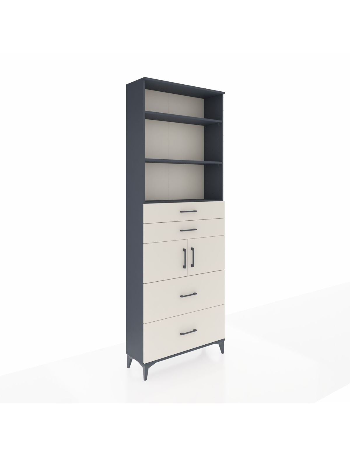 Arges Dolap 4 Raflı 4 Çekmeceli 2 Kapaklı 88x30x243 Antrasit-Aytaşı