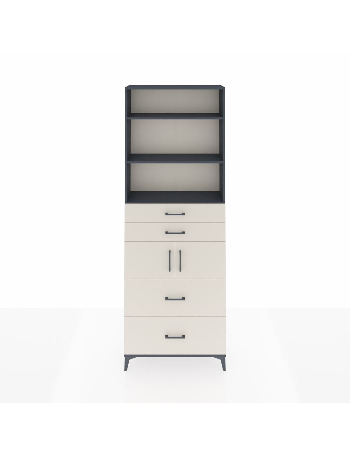 Arges Dolap 4 Raflı 4 Çekmeceli 2 Kapaklı 88x30x243 Antrasit-Aytaşı