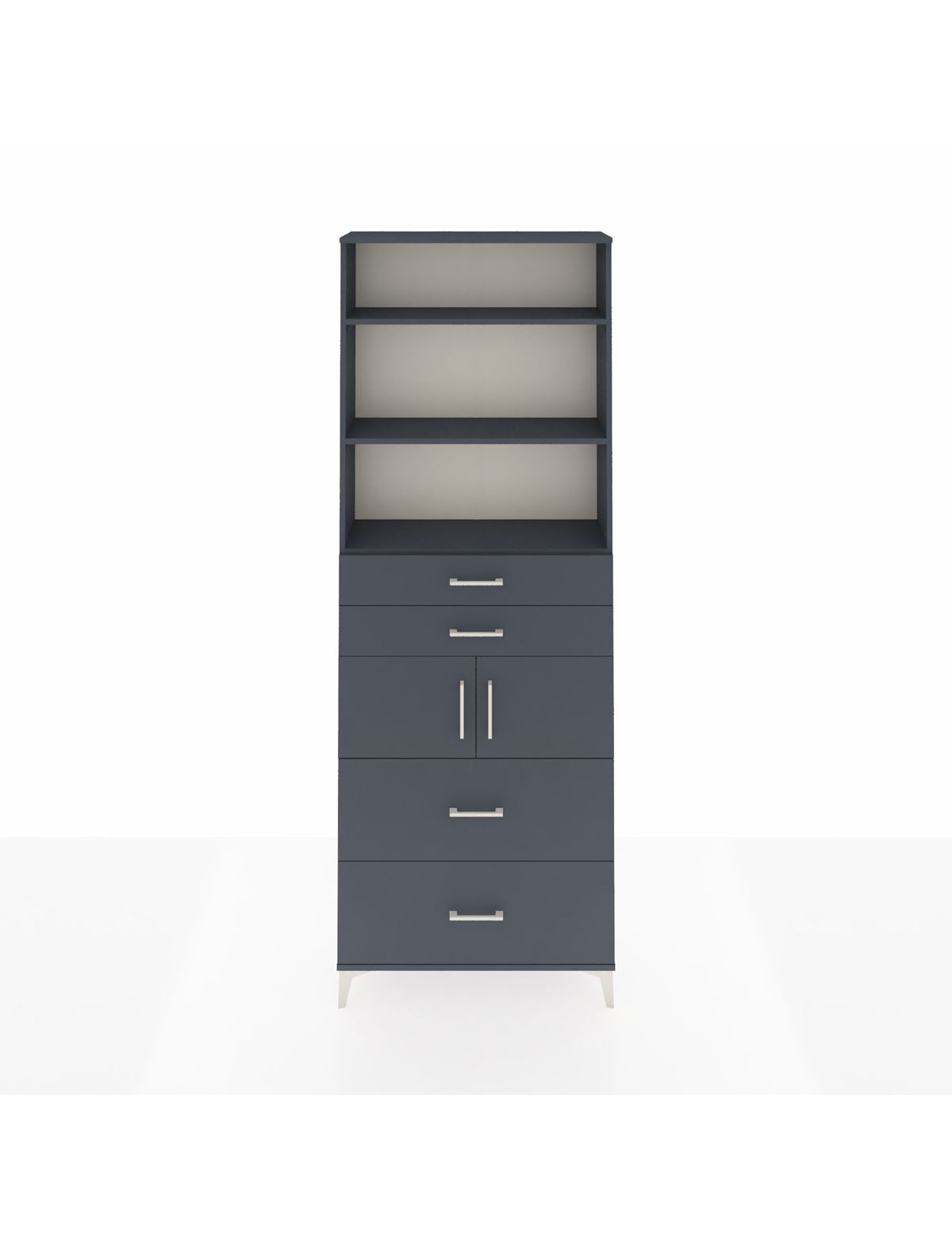 Arges Dolap 4 Raflı 4 Çekmeceli 2 Kapaklı 88x30x243 Antrasit-Antrasit