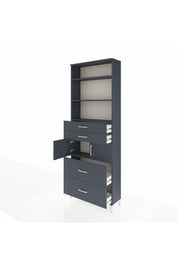 Arges Dolap 4 Raflı 4 Çekmeceli 2 Kapaklı 88x30x243 Antrasit-Antrasit