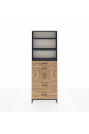 Arges Dolap 4 Raflı 4 Çekmeceli 2 Kapaklı 88x30x243 Antrasit-Çam