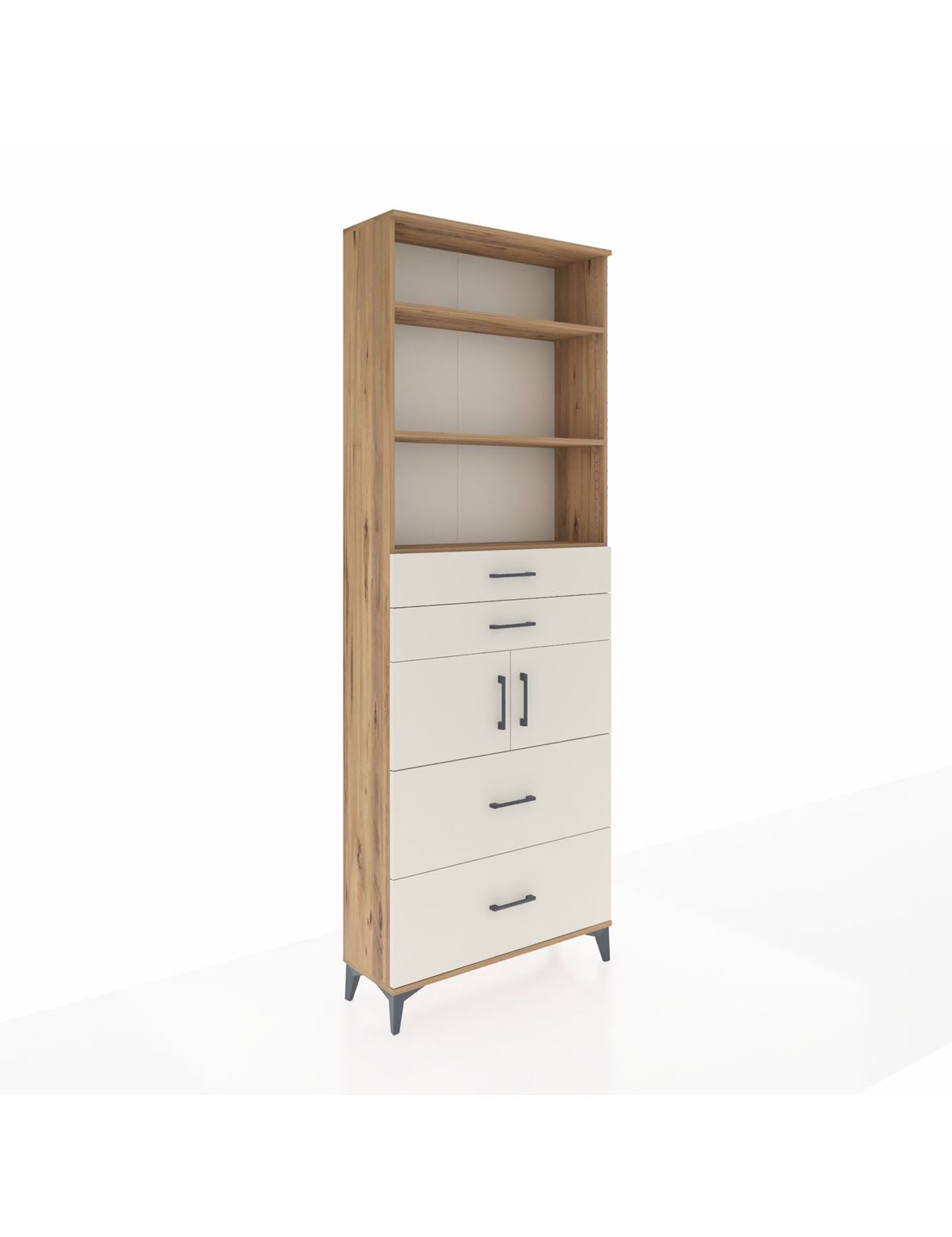 Arges Dolap 4 Raflı 4 Çekmeceli 2 Kapaklı 88x30x243 Çam-Aytaşı