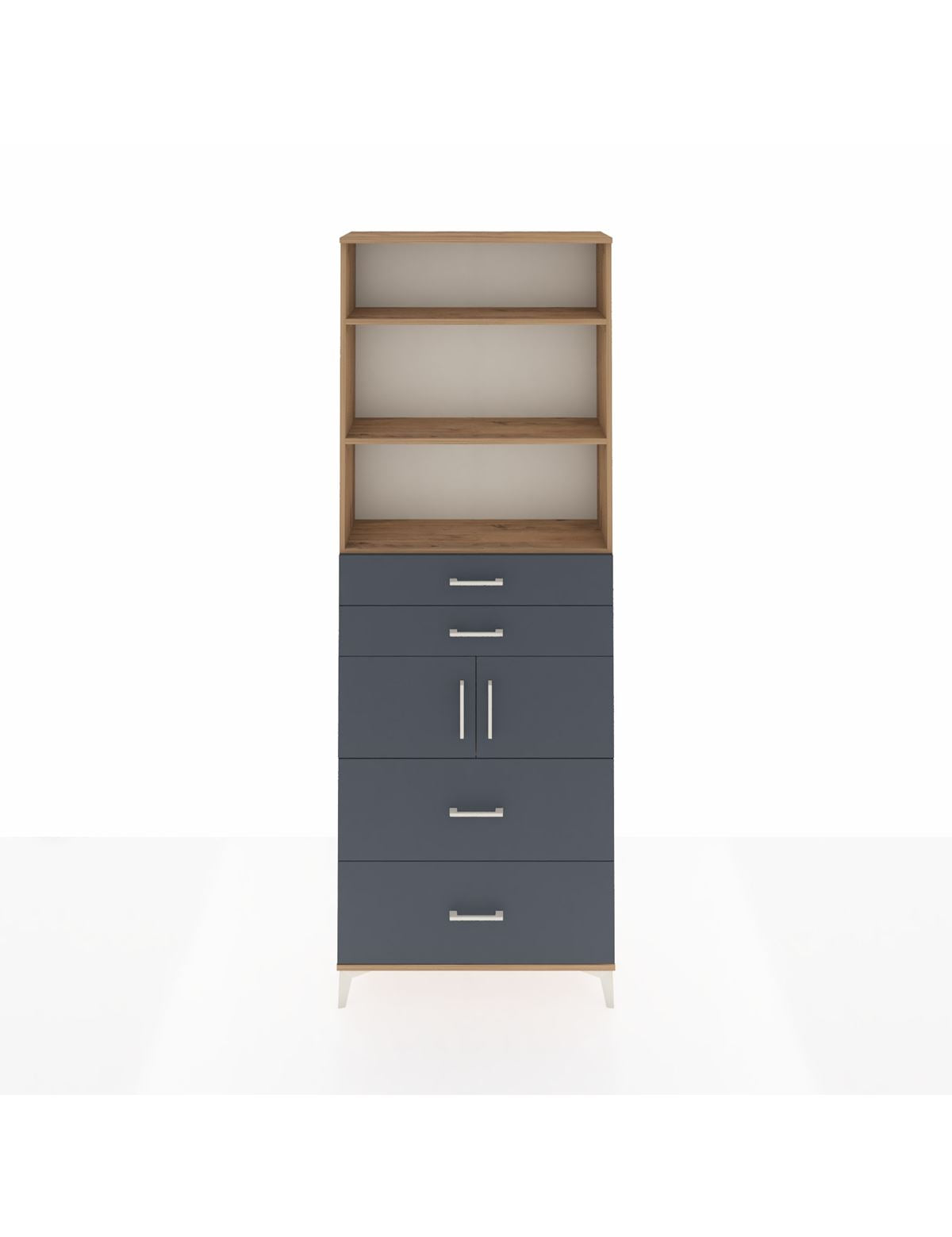 Arges Dolap 4 Raflı 4 Çekmeceli 2 Kapaklı 88x30x243 Çam-Antrasit