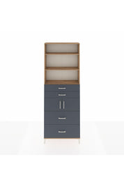 Arges Dolap 4 Raflı 4 Çekmeceli 2 Kapaklı 88x30x243 Çam-Antrasit