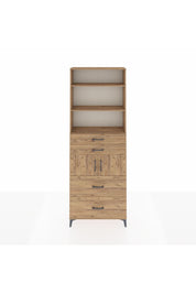 Arges Dolap 4 Raflı 4 Çekmeceli 2 Kapaklı 88x30x243 Çam-Çam