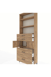 Arges Dolap 4 Raflı 4 Çekmeceli 2 Kapaklı 88x30x243 Çam-Çam