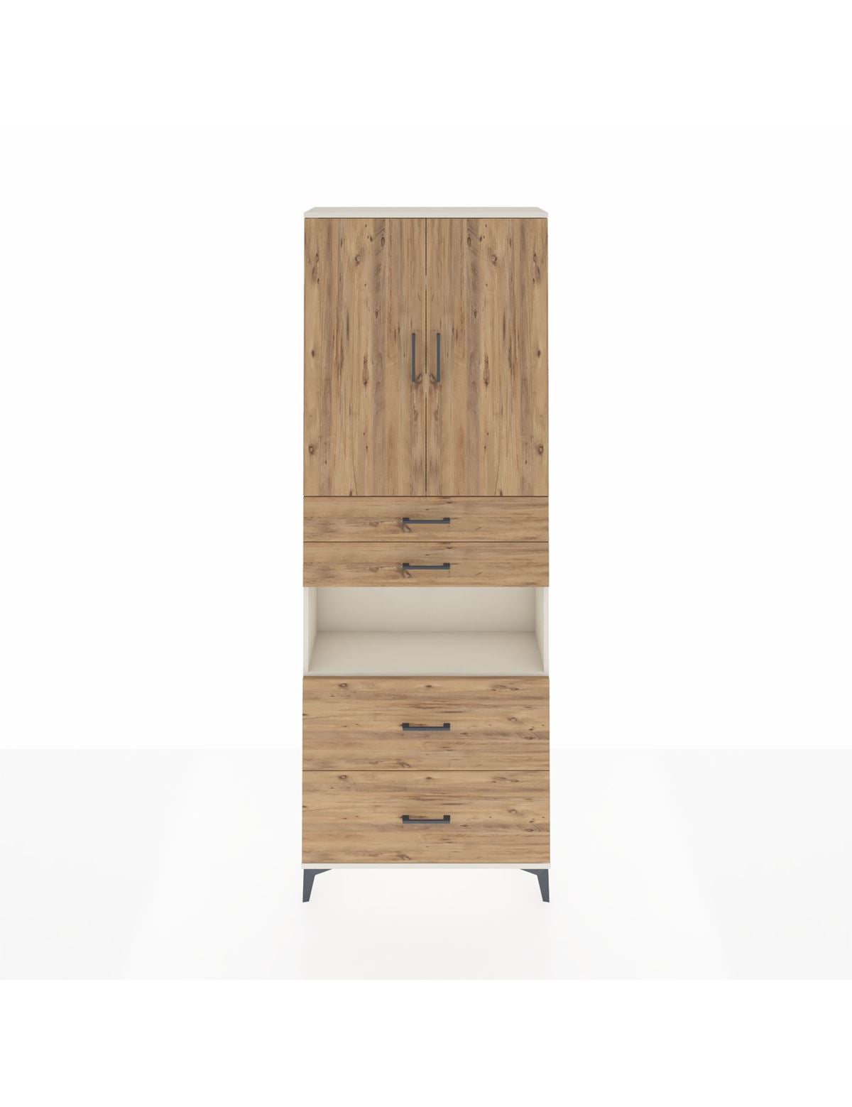 Arges Dolap 4 Raflı 4 Çekmeceli 2 Kapaklı 88x30x243 Aytaşı-Çam