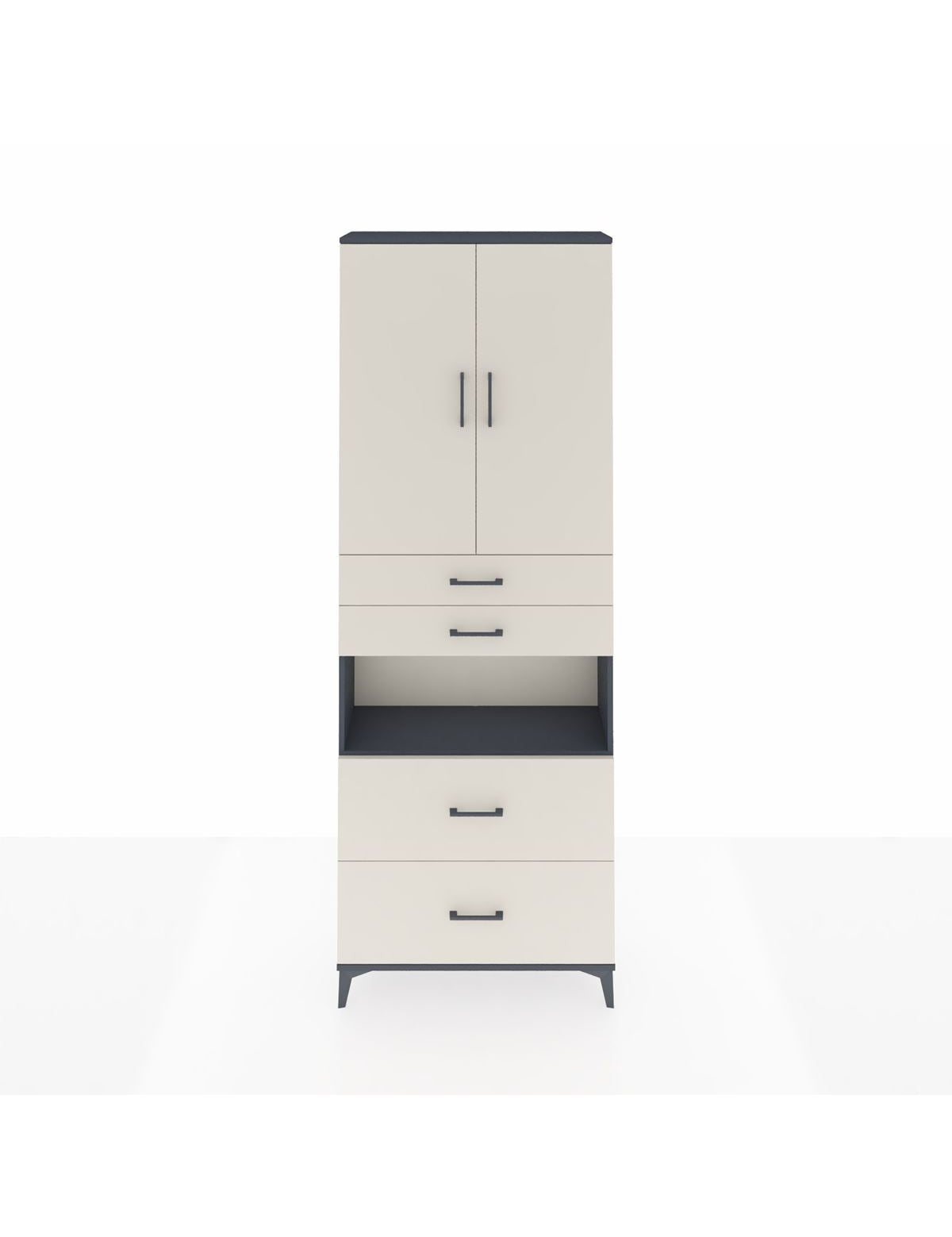 Arges Dolap 4 Raflı 4 Çekmeceli 2 Kapaklı 88x30x243 Antrasit-Aytaşı