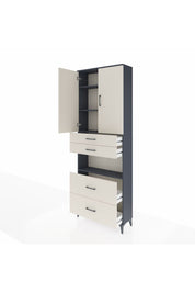 Arges Dolap 4 Raflı 4 Çekmeceli 2 Kapaklı 88x30x243 Antrasit-Aytaşı