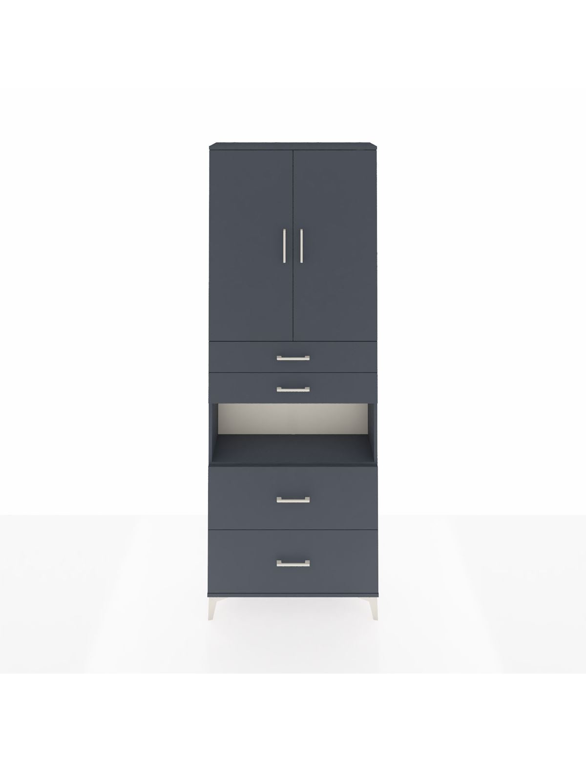 Arges Dolap 4 Raflı 4 Çekmeceli 2 Kapaklı 88x30x243 Antrasit-Antrasit