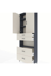 Arges Dolap 4 Raflı 4 Çekmeceli 2 Kapaklı 88x30x243 Antrasit-Aytaşı