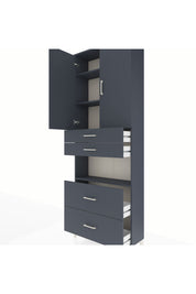 Arges Dolap 4 Raflı 4 Çekmeceli 2 Kapaklı 88x30x243 Antrasit-Antrasit