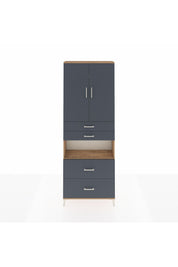 Arges Dolap 4 Raflı 4 Çekmeceli 2 Kapaklı 88x30x243 Çam-Antrasit