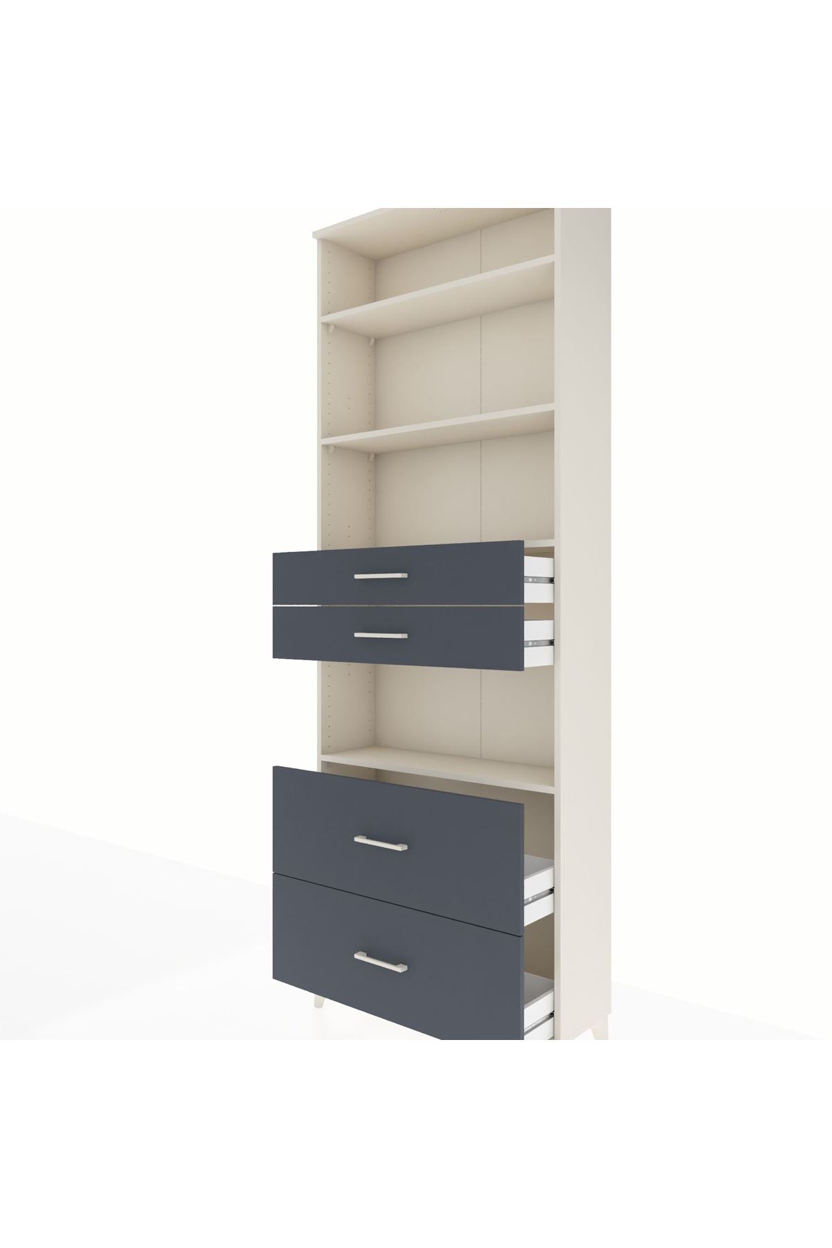 Arges Dolap 4 Raflı 4 Çekmeceli 88x30x243 Aytaşı-Antrasit