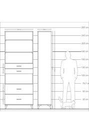Arges Dolap 4 Raflı 4 Çekmeceli 88x30x243 Aytaşı-Antrasit