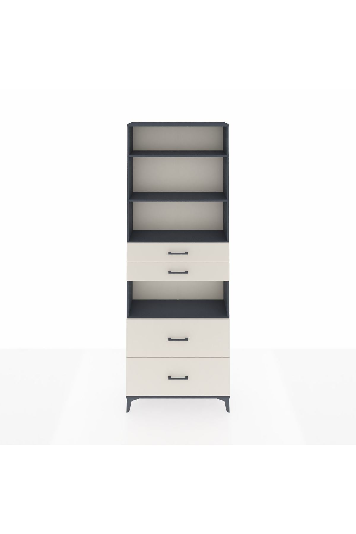 Arges Dolap 4 Raflı 4 Çekmeceli 88x30x243 Antrasit-Aytaşı