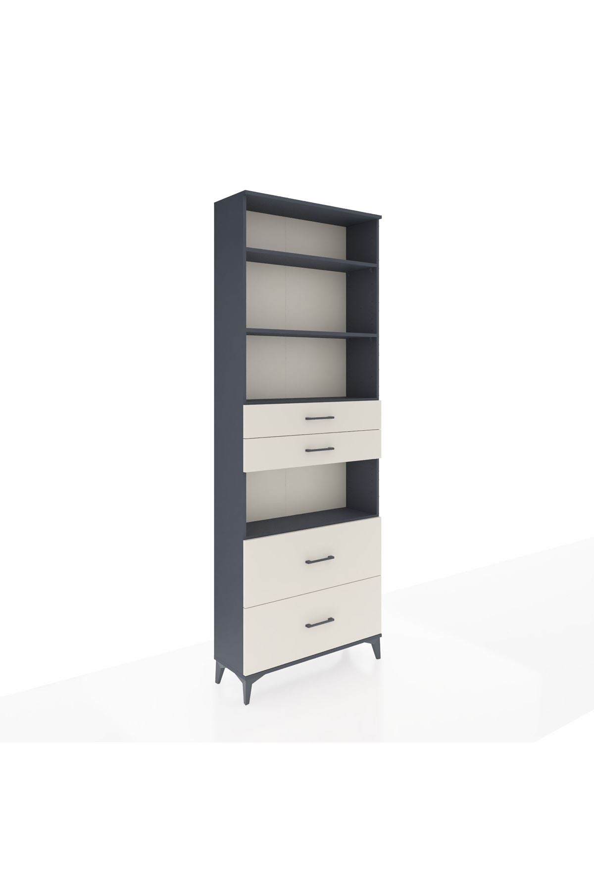 Arges Dolap 4 Raflı 4 Çekmeceli 88x30x243 Antrasit-Aytaşı