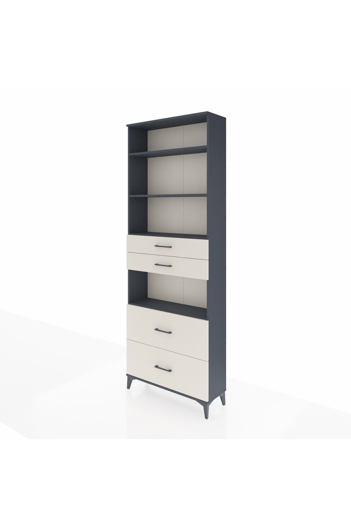 Arges Dolap 4 Raflı 4 Çekmeceli 88x30x243 Antrasit-Aytaşı