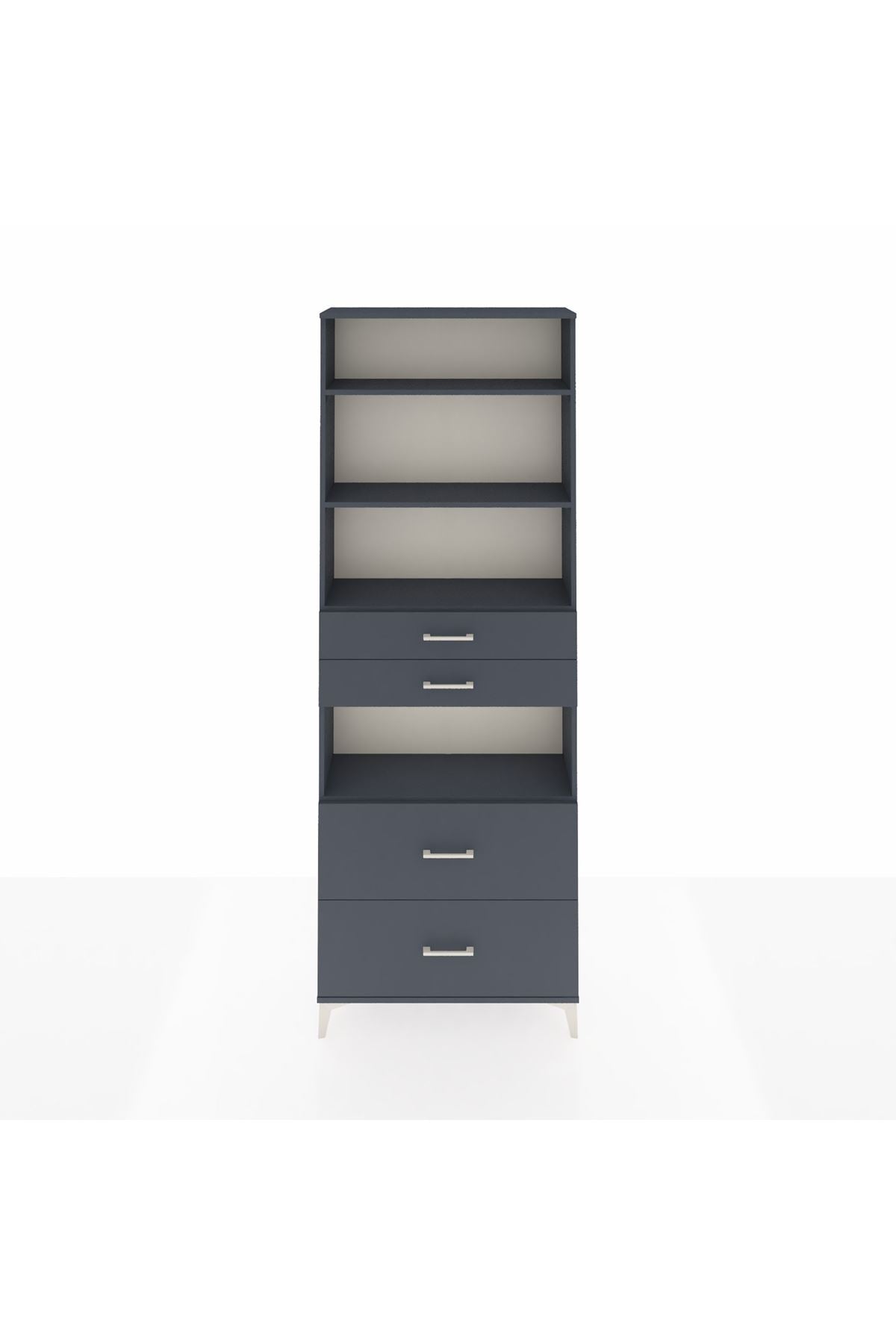 Arges Dolap 4 Raflı 4 Çekmeceli 88x30x243 Antrasit-Antrasit