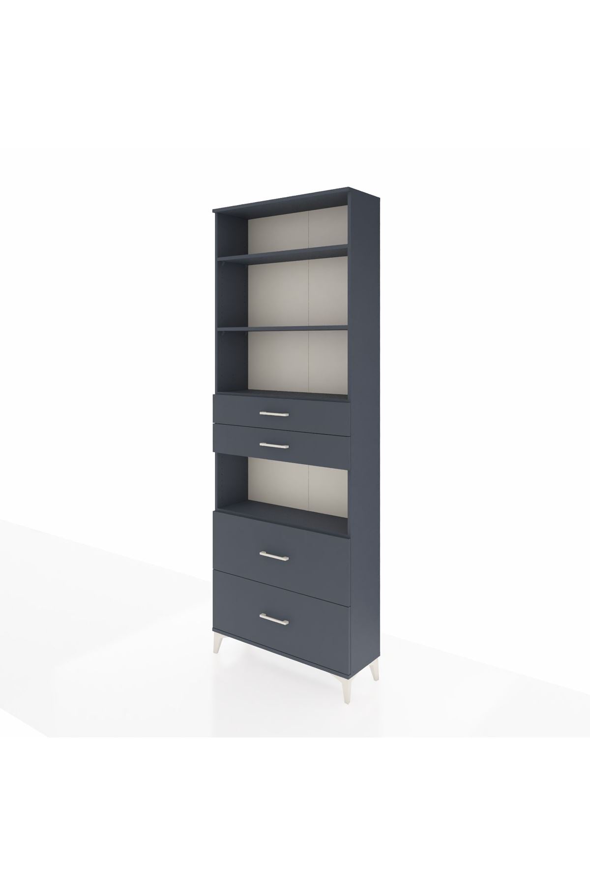 Arges Dolap 4 Raflı 4 Çekmeceli 88x30x243 Antrasit-Antrasit