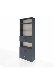 Arges Dolap 4 Raflı 4 Çekmeceli 88x30x243 Antrasit-Antrasit