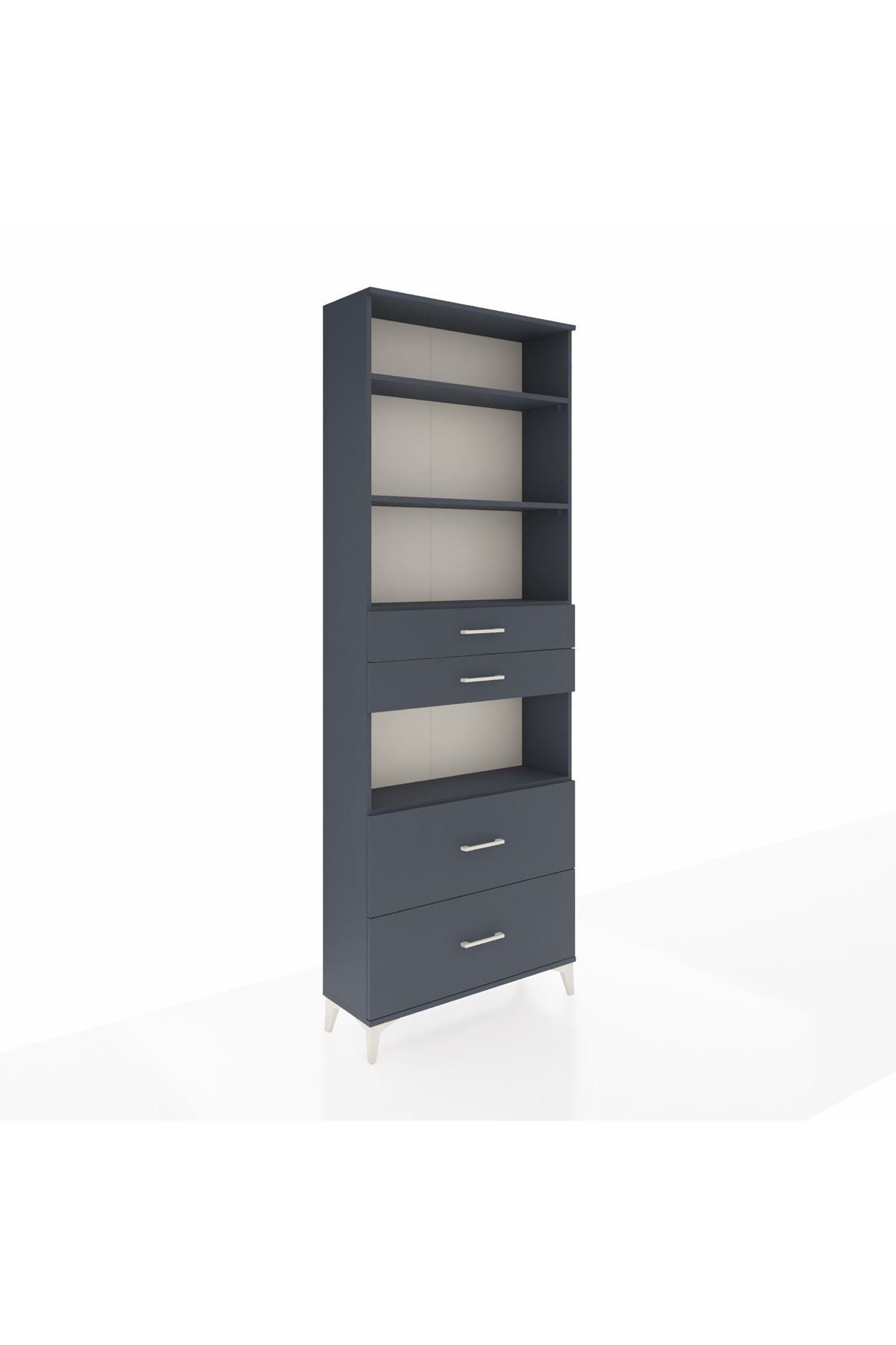 Arges Dolap 4 Raflı 4 Çekmeceli 88x30x243 Antrasit-Antrasit