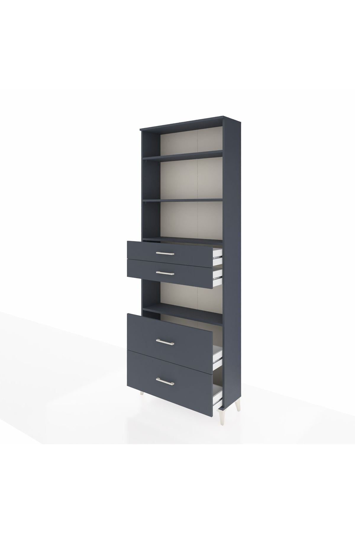 Arges Dolap 4 Raflı 4 Çekmeceli 88x30x243 Antrasit-Antrasit