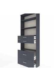 Arges Dolap 4 Raflı 4 Çekmeceli 88x30x243 Antrasit-Antrasit