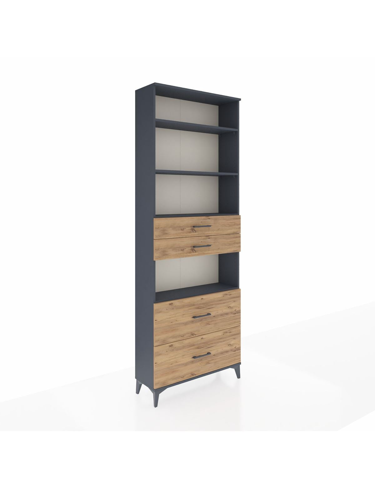 Arges Dolap 4 Raflı 4 Çekmeceli 88x30x243 Antrasit-Çam