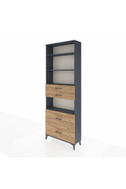 Arges Dolap 4 Raflı 4 Çekmeceli 88x30x243 Antrasit-Çam