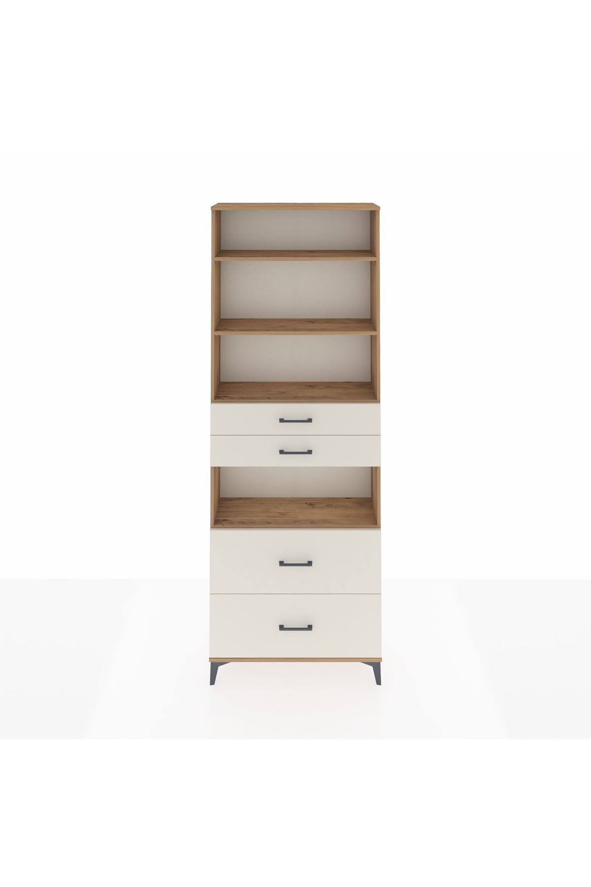 Arges Dolap 4 Raflı 4 Çekmeceli 88x30x243 Çam-Aytaşı