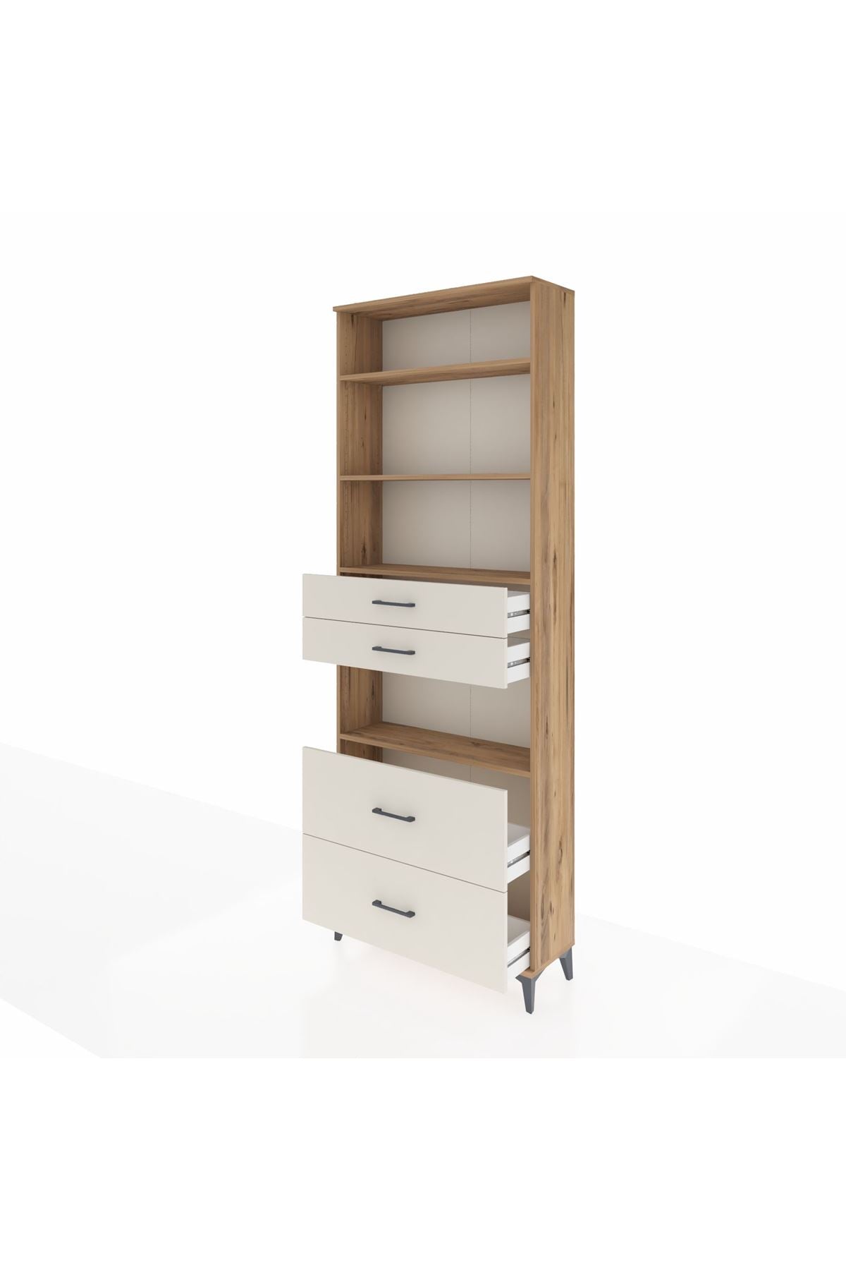 Arges Dolap 4 Raflı 4 Çekmeceli 88x30x243 Çam-Aytaşı