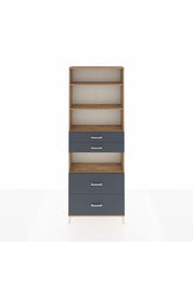 Arges Dolap 4 Raflı 4 Çekmeceli 88x30x243 Çam-Antrasit