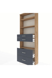 Arges Dolap 4 Raflı 4 Çekmeceli 88x30x243 Çam-Antrasit