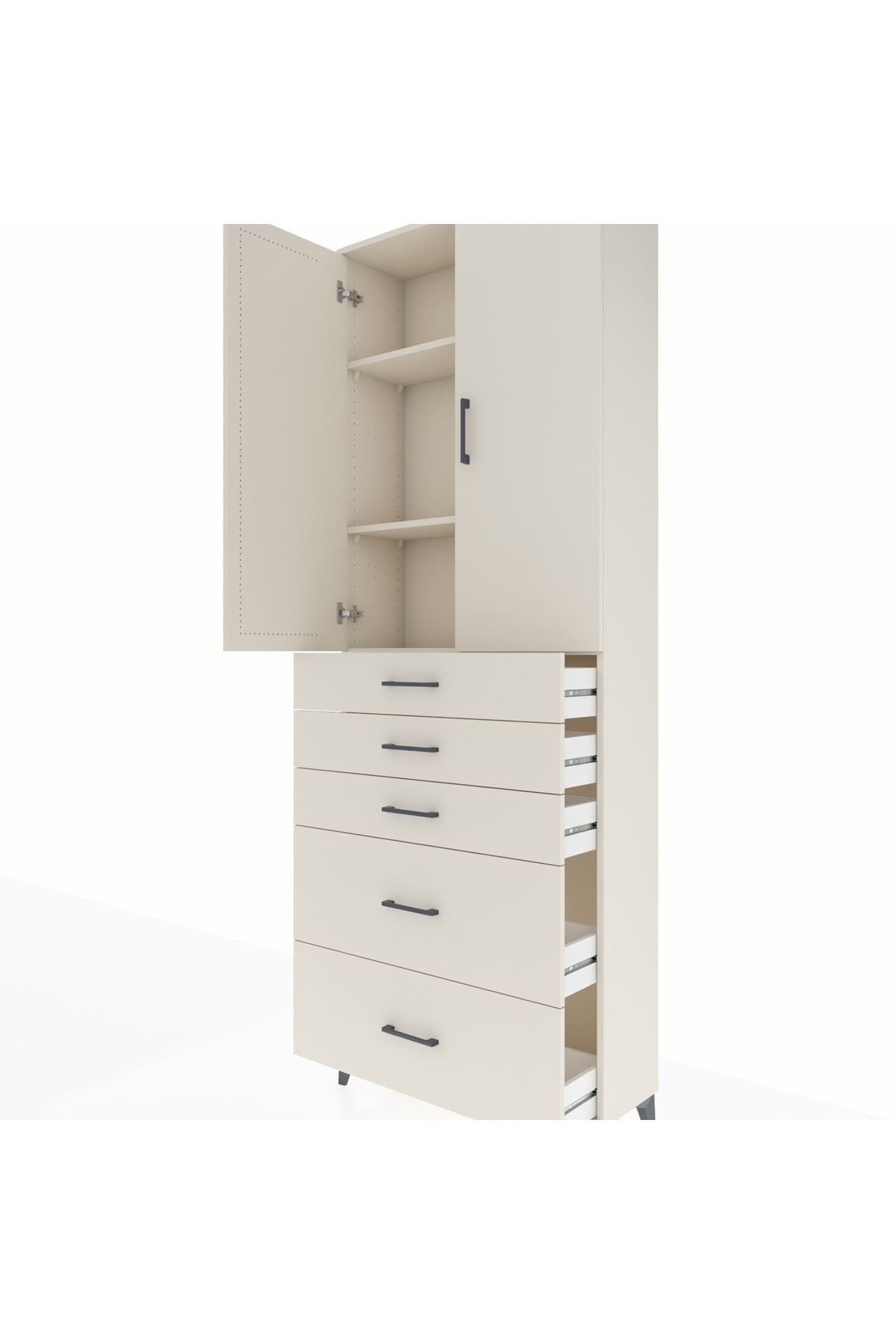 Arges Dolap 3 Raflı 5 Çekmeceli 2 Kapaklı 88x30x243 Aytaşı-Aytaşı