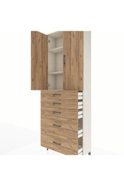 Arges Dolap 3 Raflı 5 Çekmeceli 2 Kapaklı 88x30x243 Aytaşı-Çam
