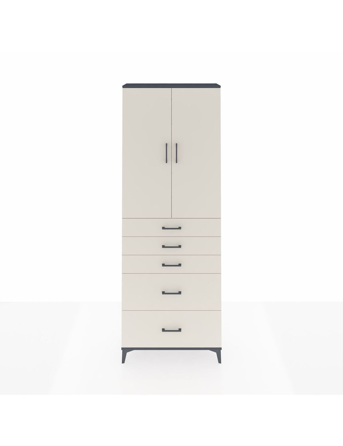 Arges Dolap 3 Raflı 5 Çekmeceli 2 Kapaklı 88x30x243 Antrasit-Aytaşı