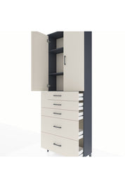 Arges Dolap 3 Raflı 5 Çekmeceli 2 Kapaklı 88x30x243 Antrasit-Aytaşı