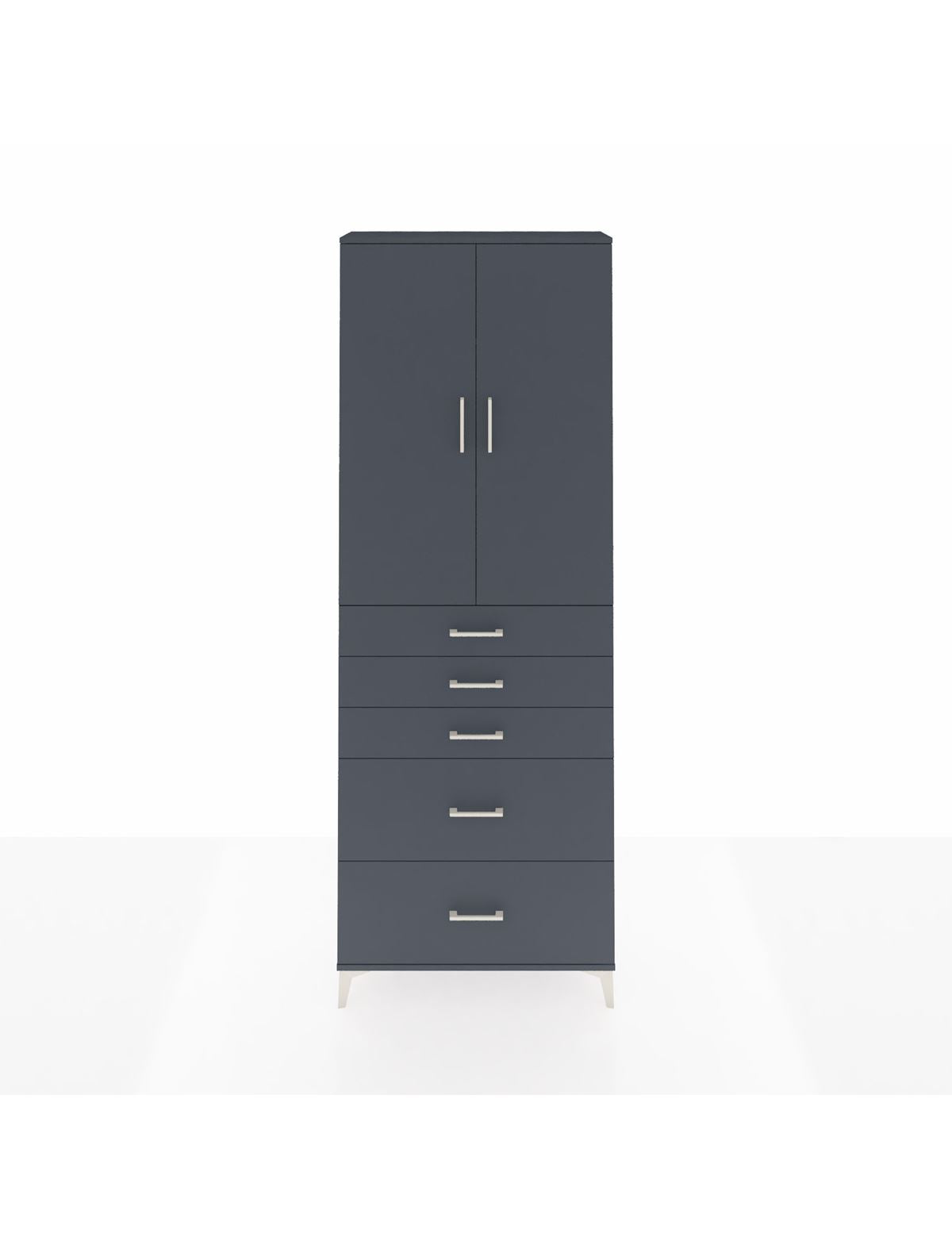 Arges Dolap 3 Raflı 5 Çekmeceli 2 Kapaklı 88x30x243 Antrasit-Antrasit