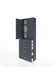 Arges Dolap 3 Raflı 5 Çekmeceli 2 Kapaklı 88x30x243 Antrasit-Antrasit