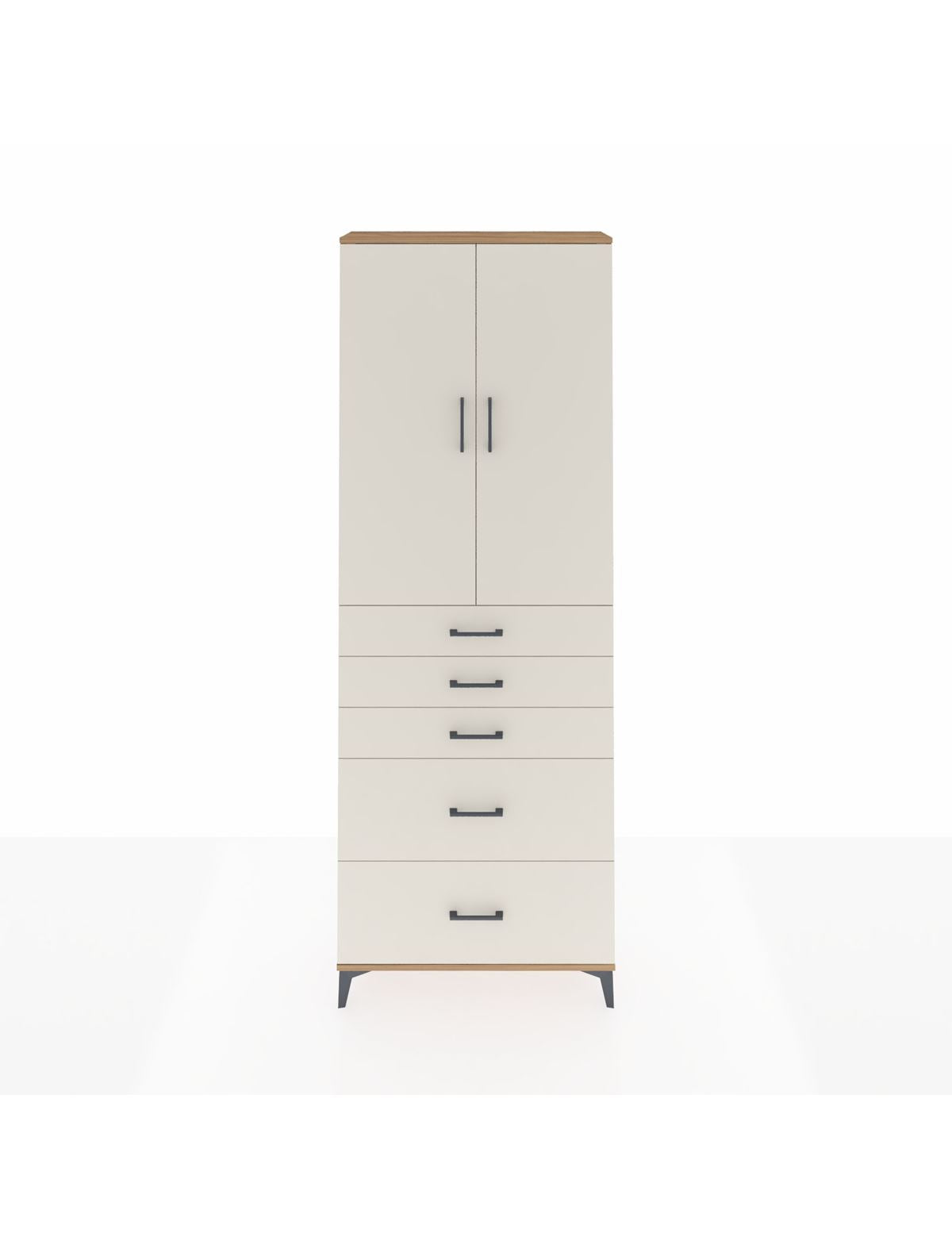 Arges Dolap 3 Raflı 5 Çekmeceli 2 Kapaklı 88x30x243 Çam-Aytaşı