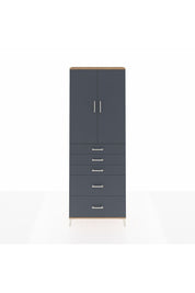 Arges Dolap 3 Raflı 5 Çekmeceli 2 Kapaklı 88x30x243 Çam-Antrasit