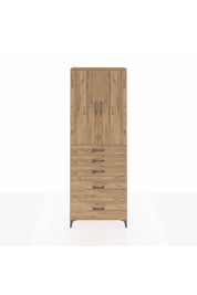 Arges Dolap 3 Raflı 5 Çekmeceli 2 Kapaklı 88x30x243 Çam-Çam